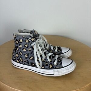 Converse Chuck Taylor All Star High Top Leopard Print Grey Womens 7 Animal Print